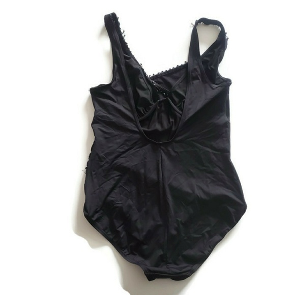 Roxanne Collection Black Beaded Bathing Suit 34C - Picture 2 of 8